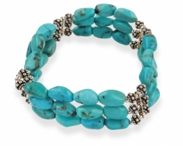 Turquoise 3-Row Bracelet & Silver Ornaments