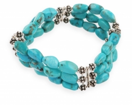 Turquoise 3-Row Bracelet & Silver Ornaments