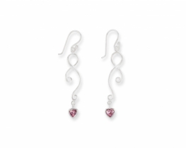 SUSS14 Dangling earrings with a pink heart