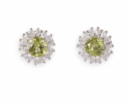 Silver Earrings Love Smile Peridot 5 mm