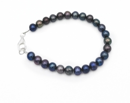 Black Pearl Bracelet 6 mm - Black Velvet