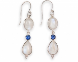 Silver Earrings La Vie - Moonstone, Blue Sapphire, Emerald