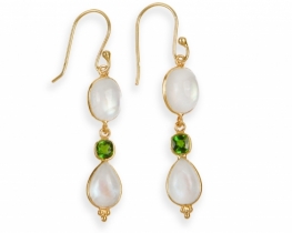 Silver Earrings Eros Moonstone with Peridot