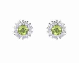 Silver Earrings Love Smile Peridot 5 mm