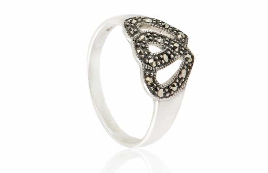 Silver Ring IN LOVE with Marcasites