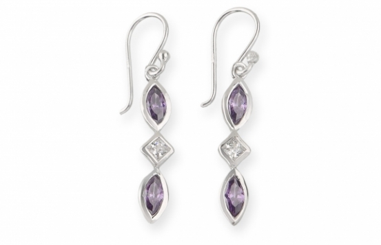 Silver Earrings Marquise - Rhombus