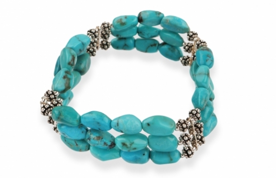 Turquoise 3-Row Bracelet & Silver Ornaments