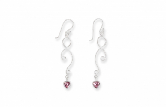 SUSS14 Dangling earrings with a pink heart