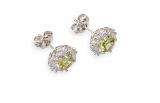 Silver Earrings Love Smile Peridot 5 mm