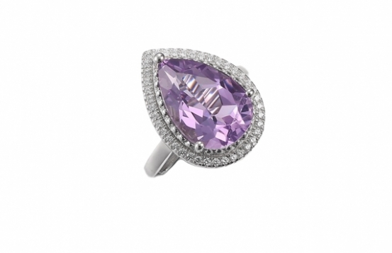 Silver Ring Amethyst Love Smile Tear