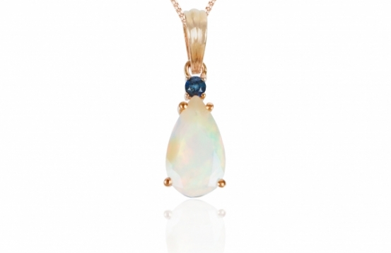 Gold Pendant Crystal Opal & B. Sapphire