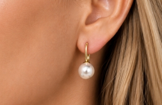 Gold Earrings Sea Pearls 10 mm Jacqueline