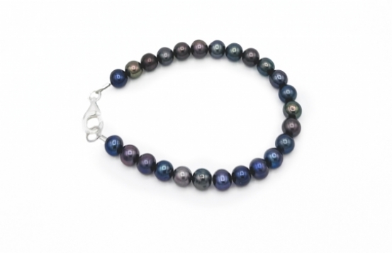 Black Pearl Bracelet 6 mm - Black Velvet