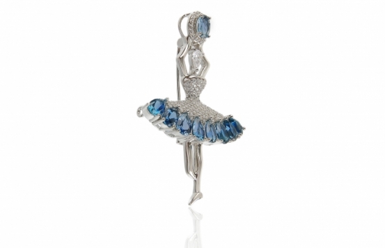 Silver Pendant & Brooch with Blue topaz