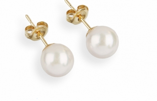 Gold Pearl Earrings MIRAMAR 10 - 11 mm