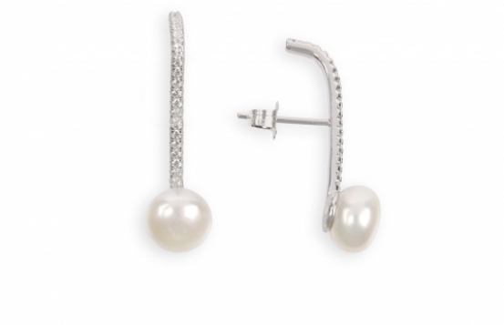 Silver Pearl Earrings Eveline 8 mm