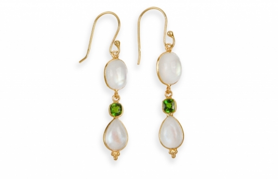 Silver Earrings Eros Moonstone with Peridot