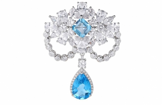 Silver Pendant & Brooch Blue Topaz