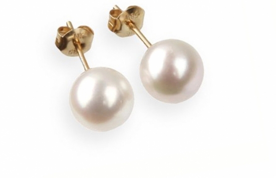 Gold Pearl Earrings MARCIA 12.5 mm