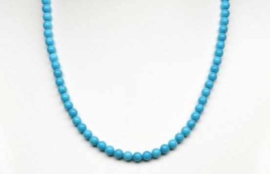 Silver & Gold Turquoise Necklace 6 mm